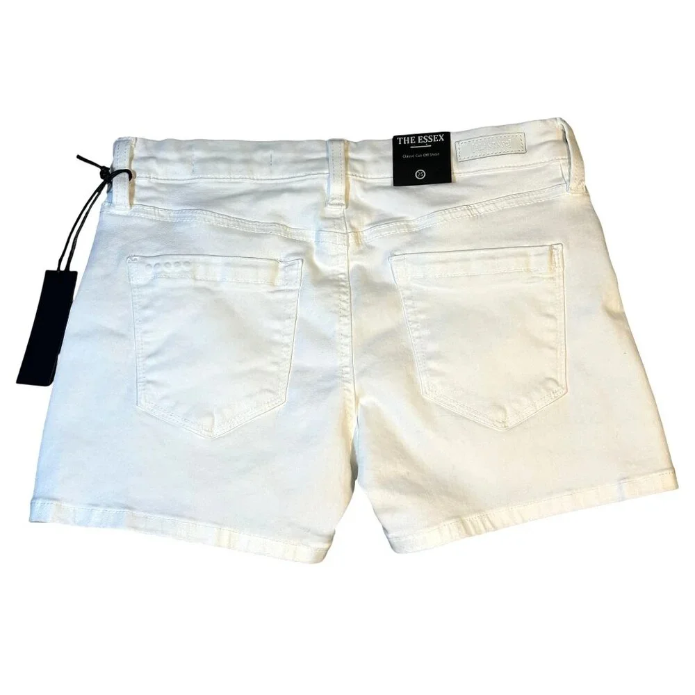 Blank‎ NYC White Denim Cutoff Shorts The Essex Low Rise Cotton Blend Size 24 (0)